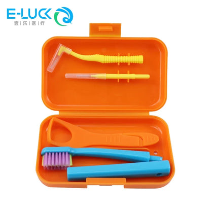 Portable Dental Cleaning Kit - Travel Oral Care Set with Toothbrush, Interdental Brush & Tongue Scraper