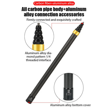 290CM Carbon Fiber Invisible Extended Selfie Stick – For Insta360 X3, GO 3, Action 4, GoPro Camera Accessories