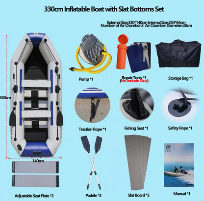 PVC 3-Layer Inflatable Boat – Wear-Resistant Fishing Kayak for 2-6 Persons, Rowing Canoe & Sports Boat