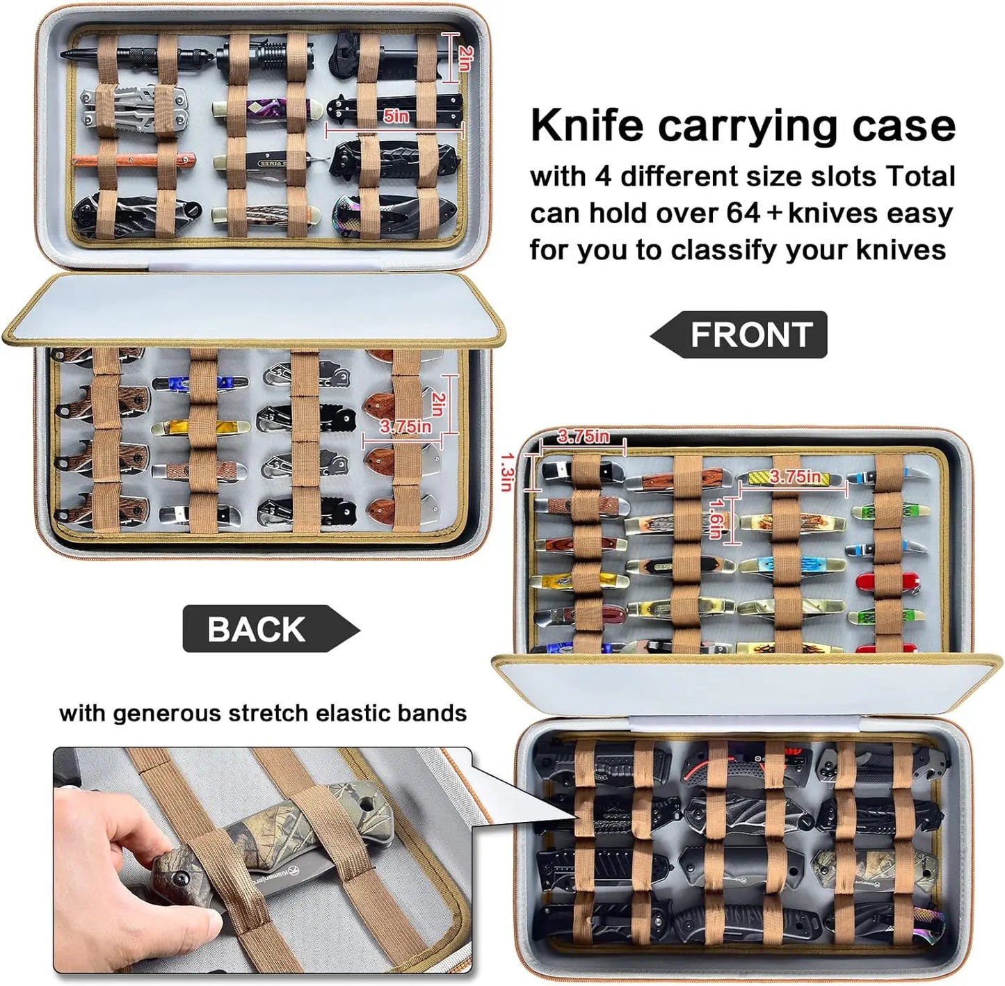 Knife Display Case – Storage Box for 64+ Pocket & Folding Knives, Butterfly Knife Organizer Holder for Collection