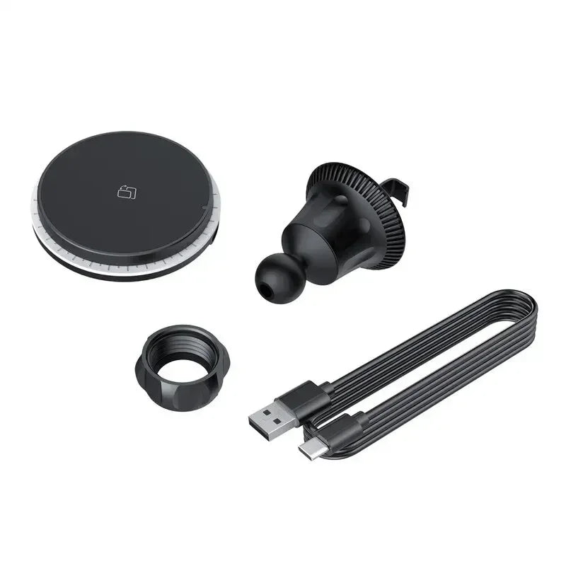 30W RGB Magnetic Car Wireless Charger – Fast Charging Stand Mount for iPhone 12-15 Pro Max, MagSafe Compatible