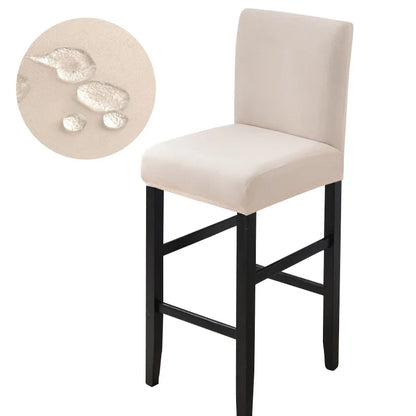 Waterproof Bar Stool Covers - Stretch Short Back Chair Protector Covers for Kitchen Dining Room Cafe Counter Height Seats