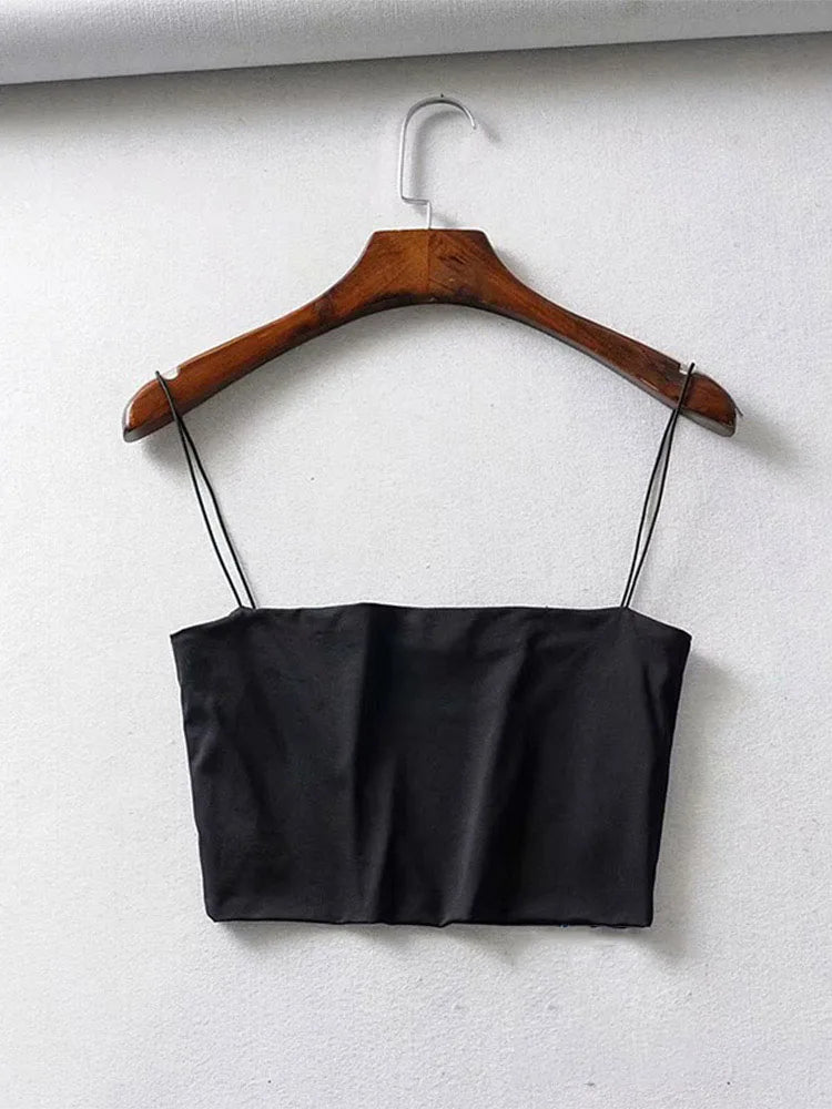 Women’s Summer Crop Tank Top — Sleeveless Elastic Cotton Camisole