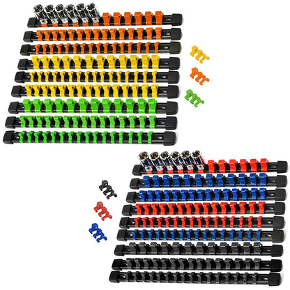 Universal Socket Organizer Rail – 1/4", 3/8", 1/2" Wrench Holder Plastic Bracket for Wall Mount & Home Repair Tools