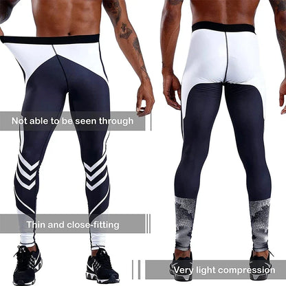 Performance-Driven Comfort: Men's Running Leggings - Quick Dry Gym Fitness Tights for Workout Training, Jogging, Compression Sport Pants