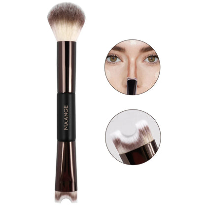 MAANGE U-Shaped Nose Contour Brush – Double Head Makeup Brush for Sculpting, Defining, Foundation & Highlighter
