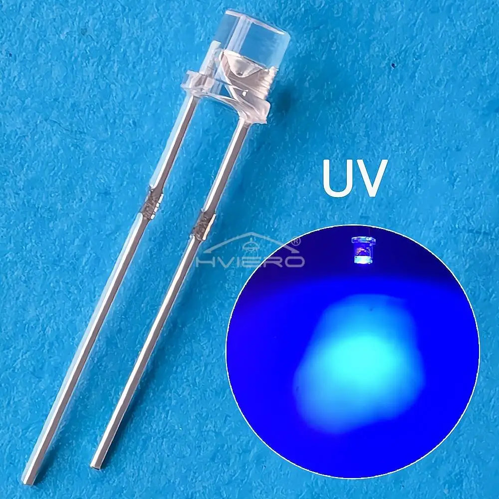 100x 3mm Flat Head LED Bulbs - Bright Wide Angle Light Emitting Diodes for DIY Electronics & Decorations