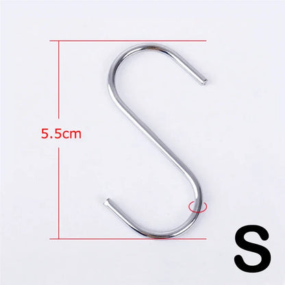 Stainless Steel Sharp Tip S Hooks – Hanging Utensil, Meat, and Clothes Hangers for Kitchen & Butcher Shop