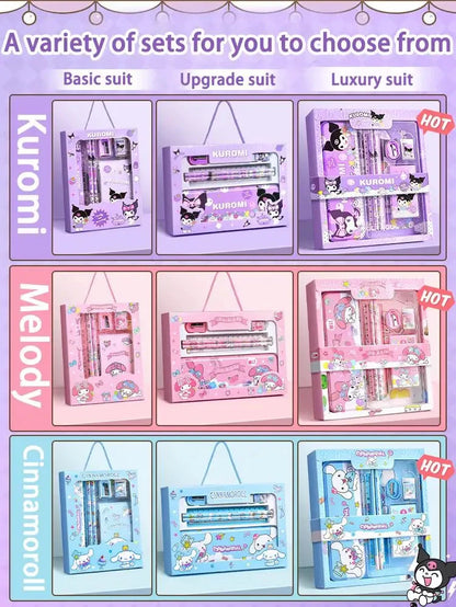Sanrio Kawaii Stationery Gift Box – 12-Piece School Supplies Set with Kuromi, My Melody & Cinnamoroll for Girls