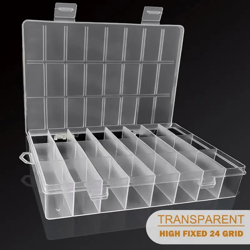 24-Grid Plastic Storage Box – Jewelry, Beads, Screws Organizer for Home Display & Storage