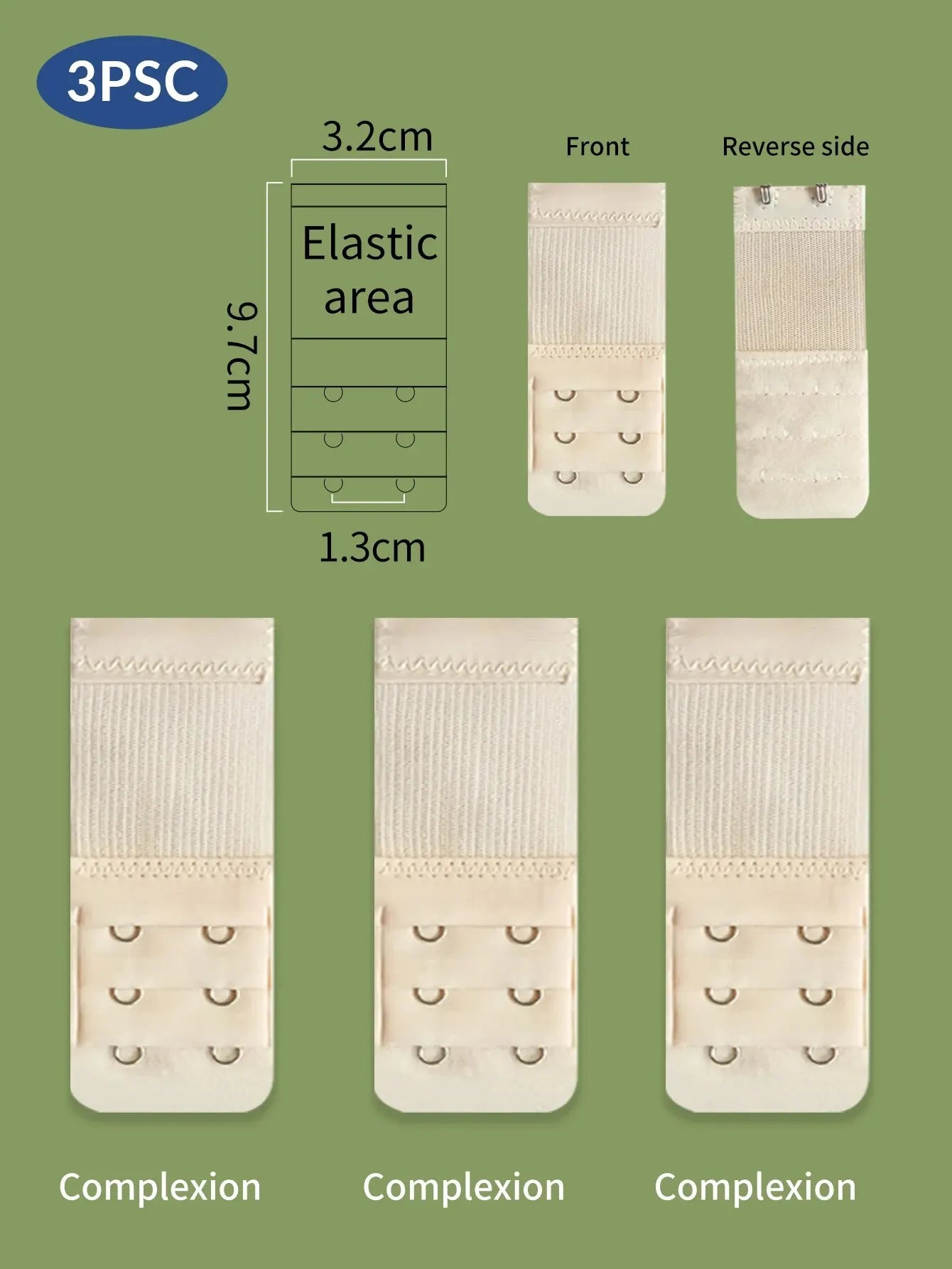 3PCS 2-Hook Bra Extender Straps – Elastic, Soft & Comfortable 3-Row Extension for Women’s Underwear Accessories
