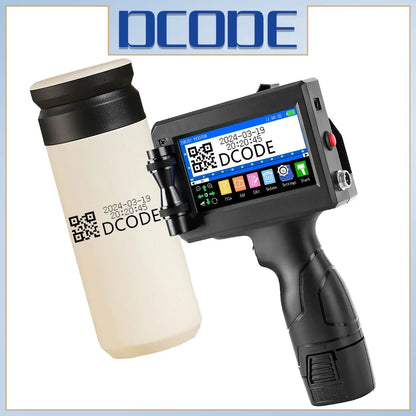 DCODE 1750PLUS Handheld Inkjet Printer – Portable 12.7/25.4mm QR Code, Barcode, Text, Date & Batch Number Printing Machine, Label Coding Device