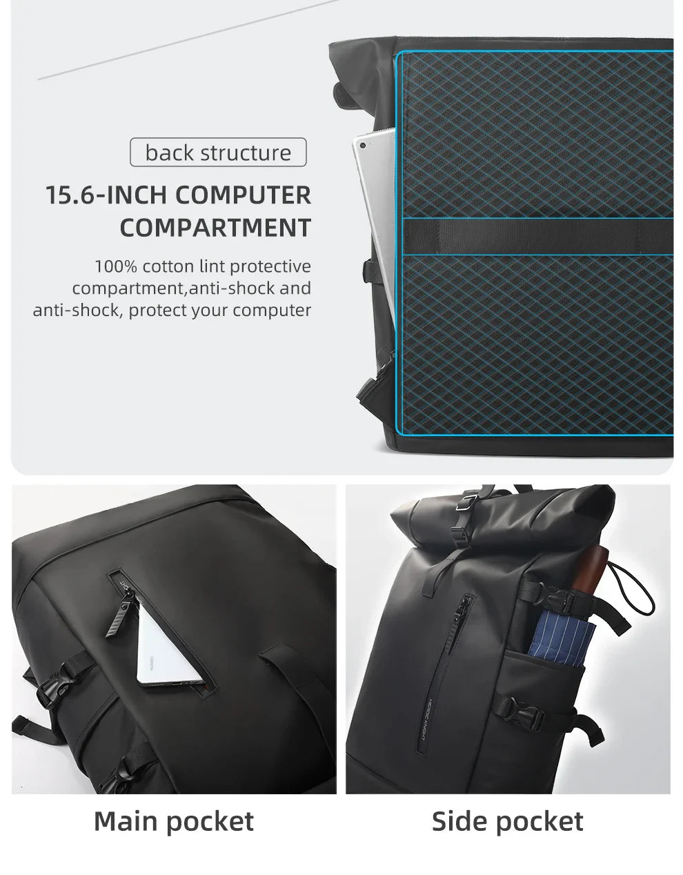 HK Expandable Travel Backpack for Men – Large Capacity Waterproof 15.6” Laptop Bag, Hiking Rucksack & Cycling Daypack with USB Port