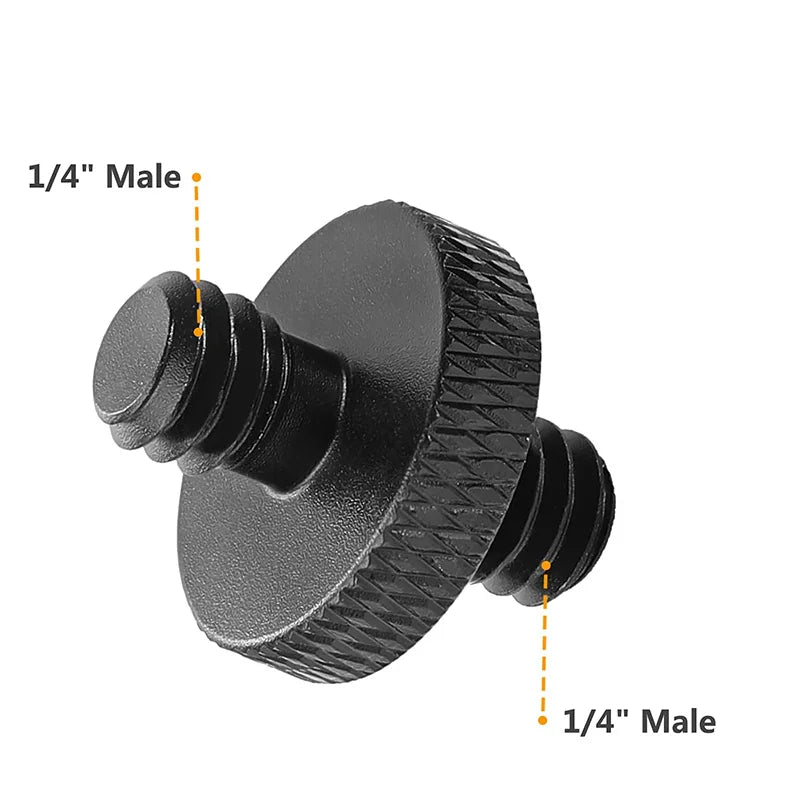 1/4 Inch Male Tripod Screw Adapter - Double Head Threaded Stud Converter for Camera Tripod Microphone Mount Accessories