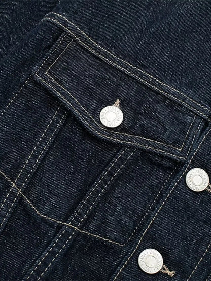 Willshela Women’s Denim Jacket – Vintage Single-Breasted, Lapel Neck, Long Sleeves, Chic with Pockets