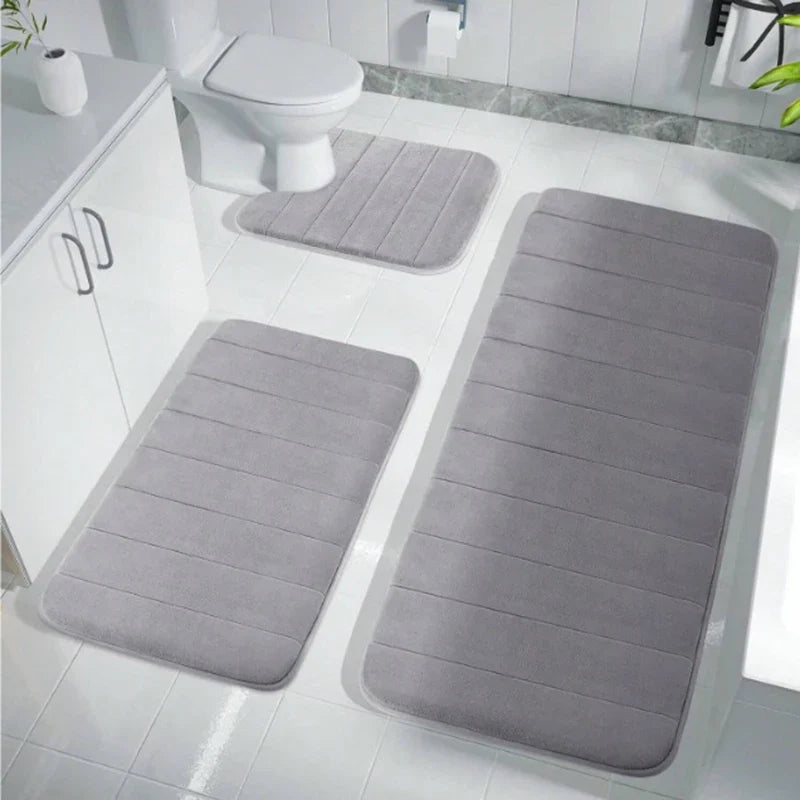 Coral Velvet Bathroom Mat - Anti-Skid Absorbent Toilet & Bathtub Floor Mat, Entrance Rug
