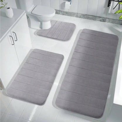 Coral Velvet Bathroom Mat - Anti-Skid Absorbent Toilet & Bathtub Floor Mat, Entrance Rug