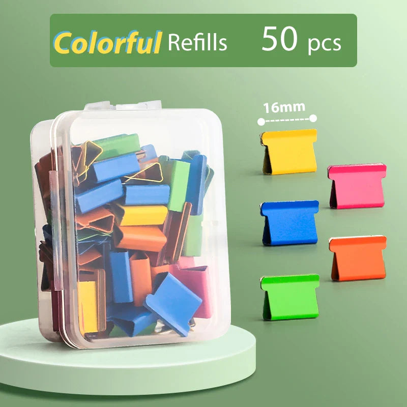 Mini Traceless Reusable Hand Clamp Stapler – Paper Binder & Book File Binding Tool for Office, School & Student Supplies