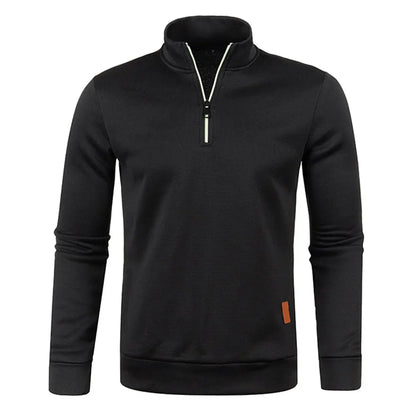 Men's Thicker Half-Zipper Pullover Sweatshirt - Solid Color Turtleneck Hoody for Spring and Autumn Outdoor Wear