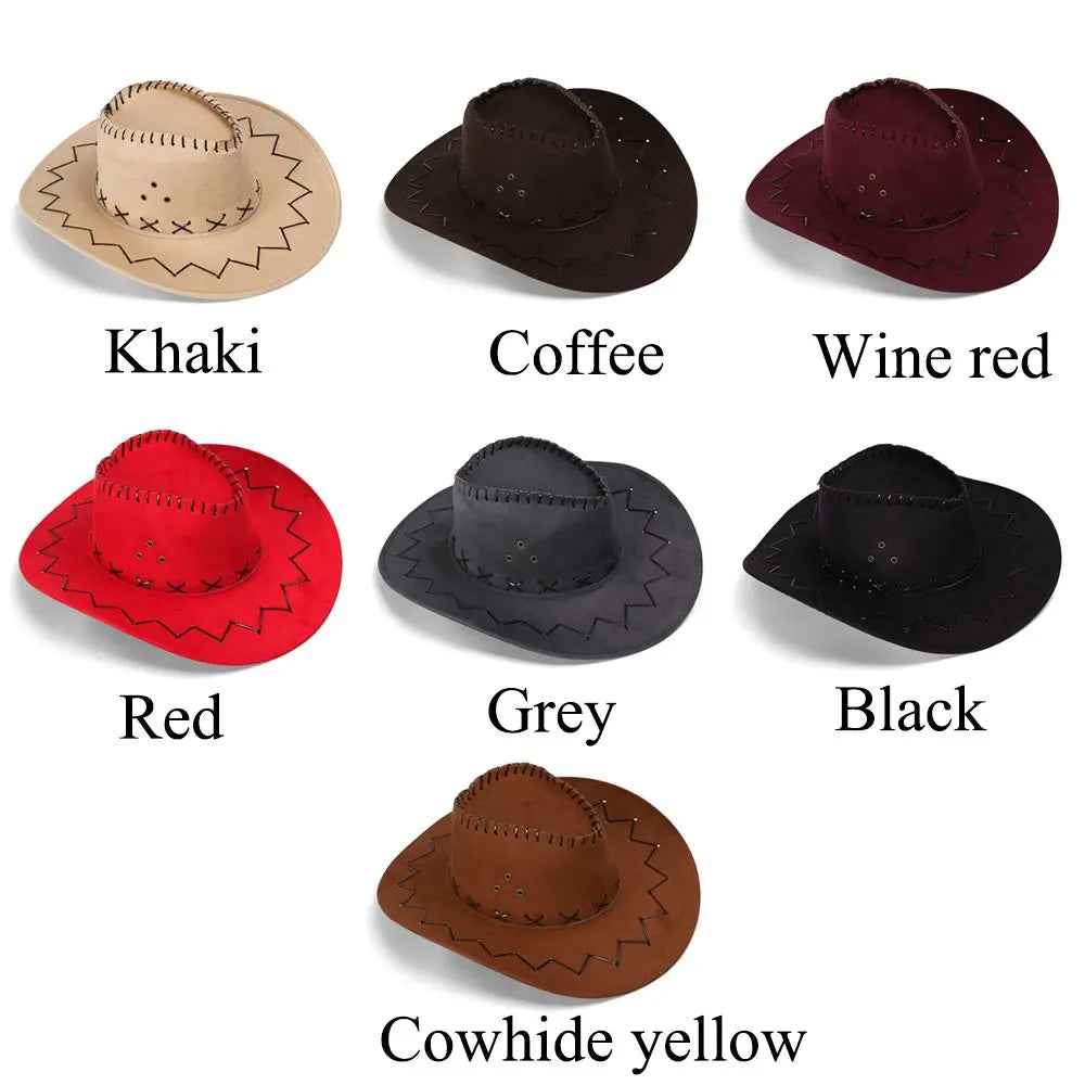 Unisex Western Cowboy Hat – Suede Cowgirl & Cowboy Style for Fashion & Party Wear