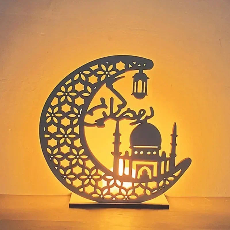 Mubarak Moon Castle Table Ornaments - 2024 Ramadan and Eid Al Adha Home Decoration for Islamic Festivals