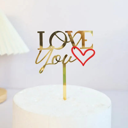 Big Red Love Cake Topper – Acrylic Wedding & Engagement Party Decoration, Valentine’s Day Love Cake Topper