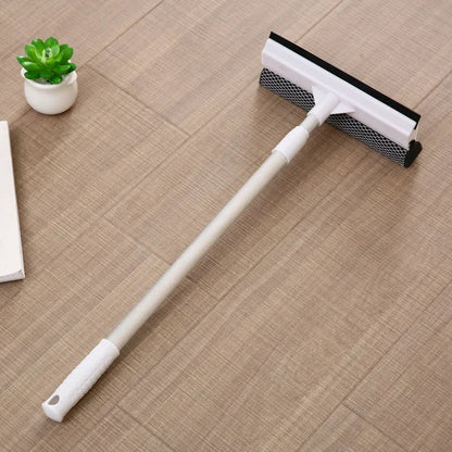 2-in-1 Retractable Window Squeegee Cleaner – Extendable Pole Glass Brush Tool for Car, Shower & Home Window Cleaning