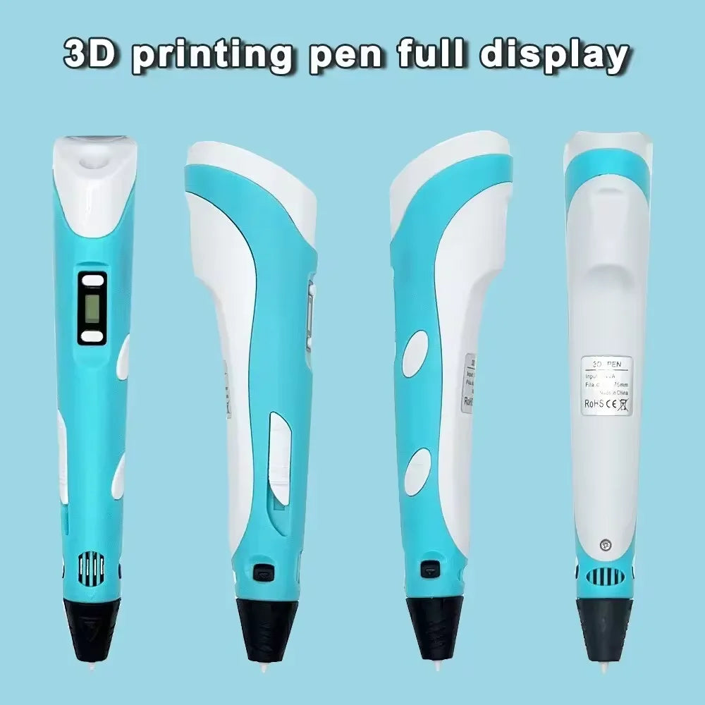 Electronic 3D Printing Pen with 9M PLA — High-Temperature 3D Graffiti Tool & Intelligent Toy Gift for Christmas & Birthday