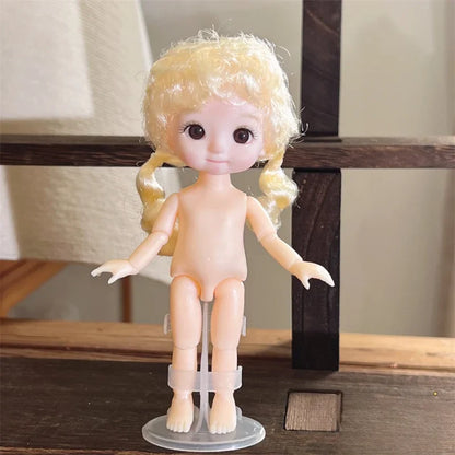 16CM Articulated Doll — 3D Simulation Eyes, 13-Joint Multi-Expression Little Girl Toy