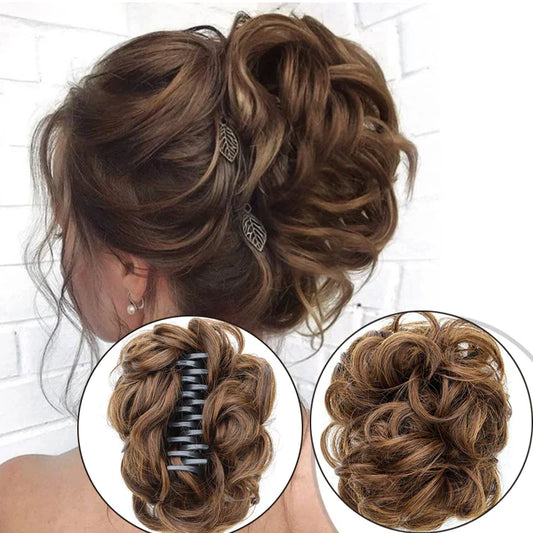 H&STAR Synthetic Messy Bun Hairpiece – Claw Clip-on Hair Extension, Natural Hair Color Chignon Updo Wig for Women