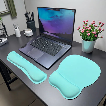 Ergonomic Keyboard Wrist Rest & Mouse Pad Set (3-Piece) with Memory Foam Cushion & Non-Slip Rubber Base for Comfort Support