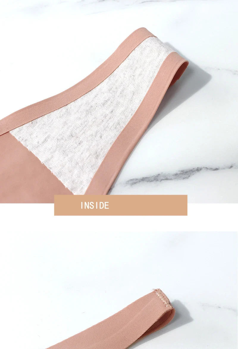Ice Silk Seamless Thong Panties for Women – Soft Satin Bikini Underwear, Thin Band Tangas Mujer
