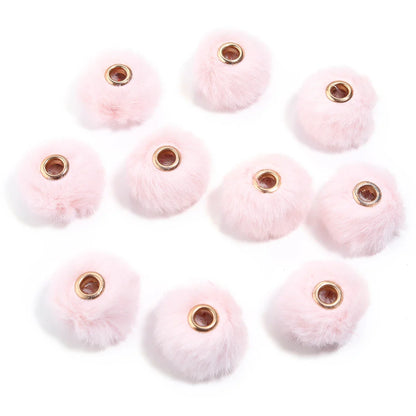 10pcs Plush Fur Ball Beads – Multicolor Pompom Spacer Beads for DIY Jewelry, Earrings & Bracelets