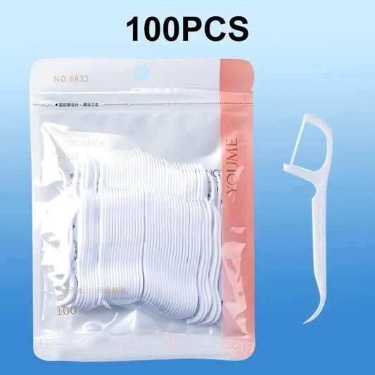 100/300/500PCS Disposable Dental Floss Sticks - Interdental Cleaning for Daily Oral Care, Portable Flosser