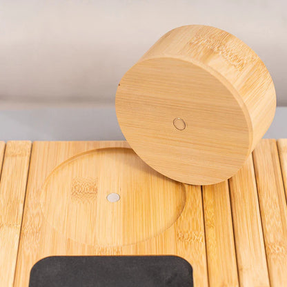 Bamboo Couch Cup Holder – Anti-Slip Foldable Sofa Armrest Tray for Cups, Snacks & Remote Control   1/2