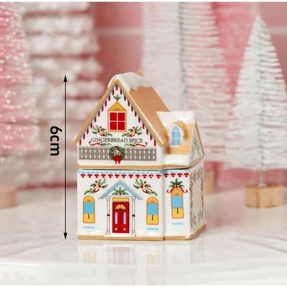 Christmas Holiday Village Spice House Set – Mini 6cm Home Decor for Kitchen, Spices & Tabletop Xmas Ornaments
