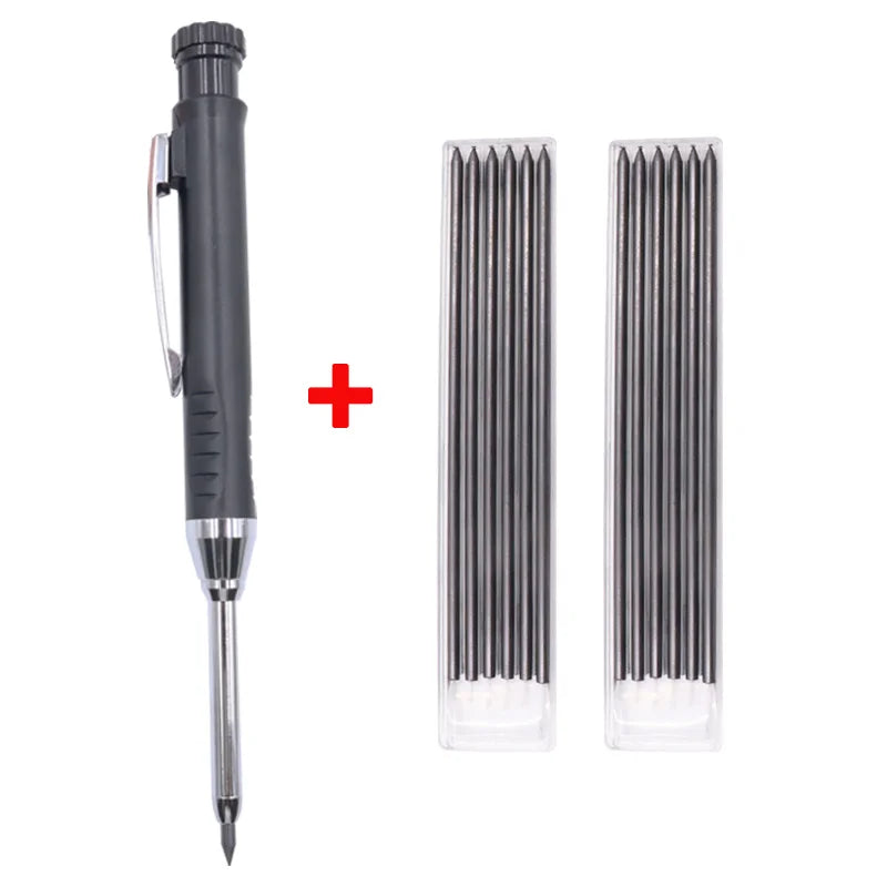 Solid Carpenter Mechanical Pencil – Woodworking Marking Tool with 3 Color Refills, Built-in Sharpener, and Scriber Lead