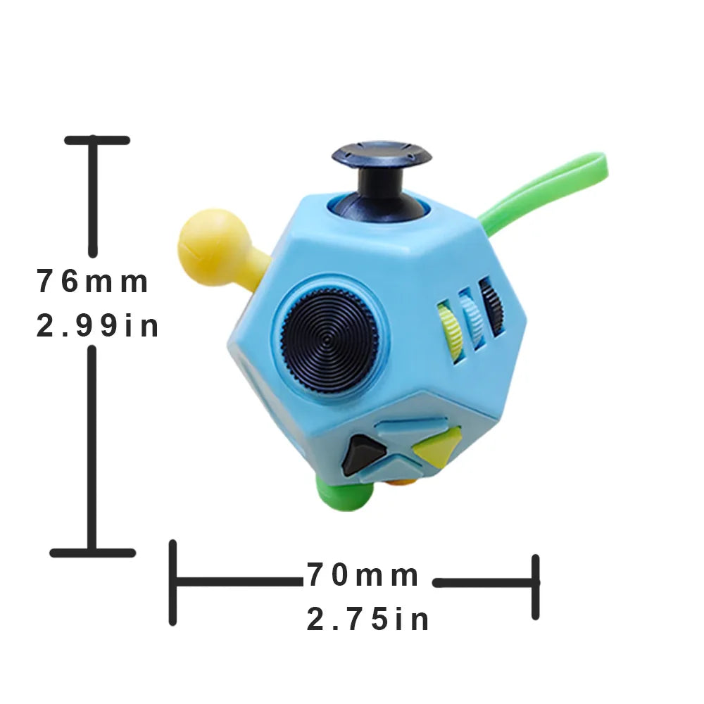 Fidget Cube EDC – 12-Sided Anti-Stress Sensory Toy for Kids & Adults, ADHD, Autism, Focus Relief