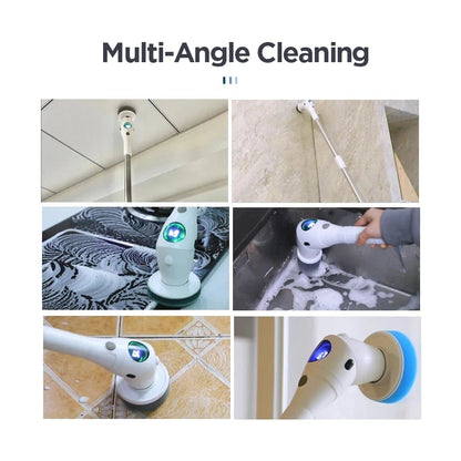 8 in 1 Multifunctional Electric Cleaning Brush – Rotatable LED Night Light Bathroom & Kitchen Household Scrubber
