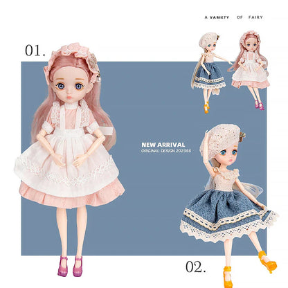 26cm BJD Doll for Girls – Purple Hair Fashion Princess with Big Eyes & Accessories Gift