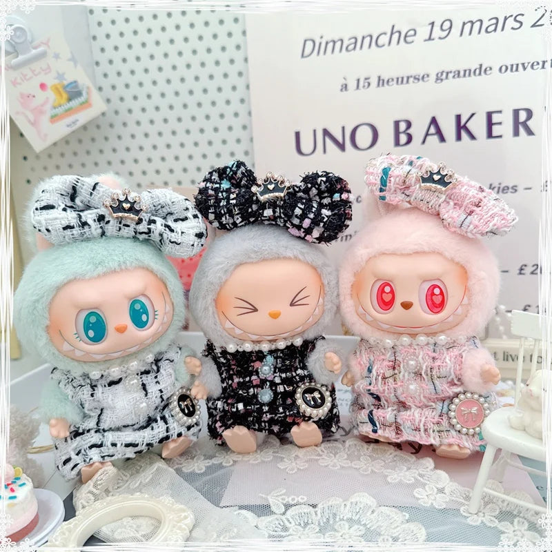 17cm Labubu Doll Accessories - Luxury Sweet Woolen Suit, Crossbody Bag & Princess Shoes Set