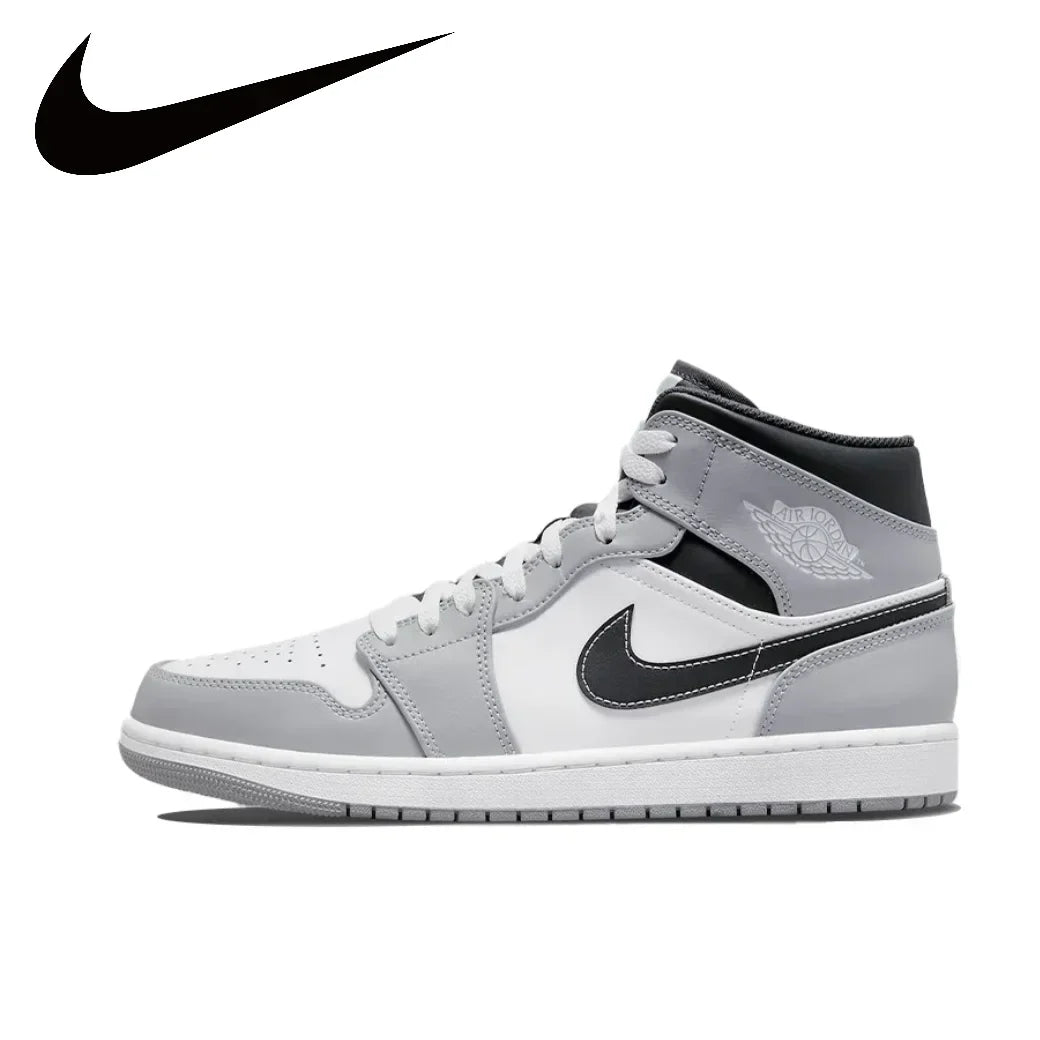 Nike Air Jordan 1 Mid – Original Retro Basketball Sneakers for Men | Classic Black & Red Colorway