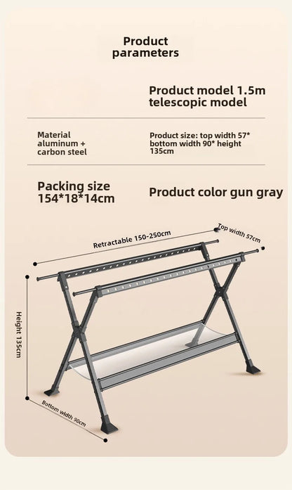 Floor-to-Ceiling Aluminum Drying Rack — Foldable Outdoor & Indoor Clothes Organizer for Kids' Clothing