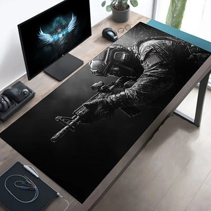 XXL Tactical Soldier Mouse Pad — Large Non-Slip Gaming Desk Pad with Stitched Edges