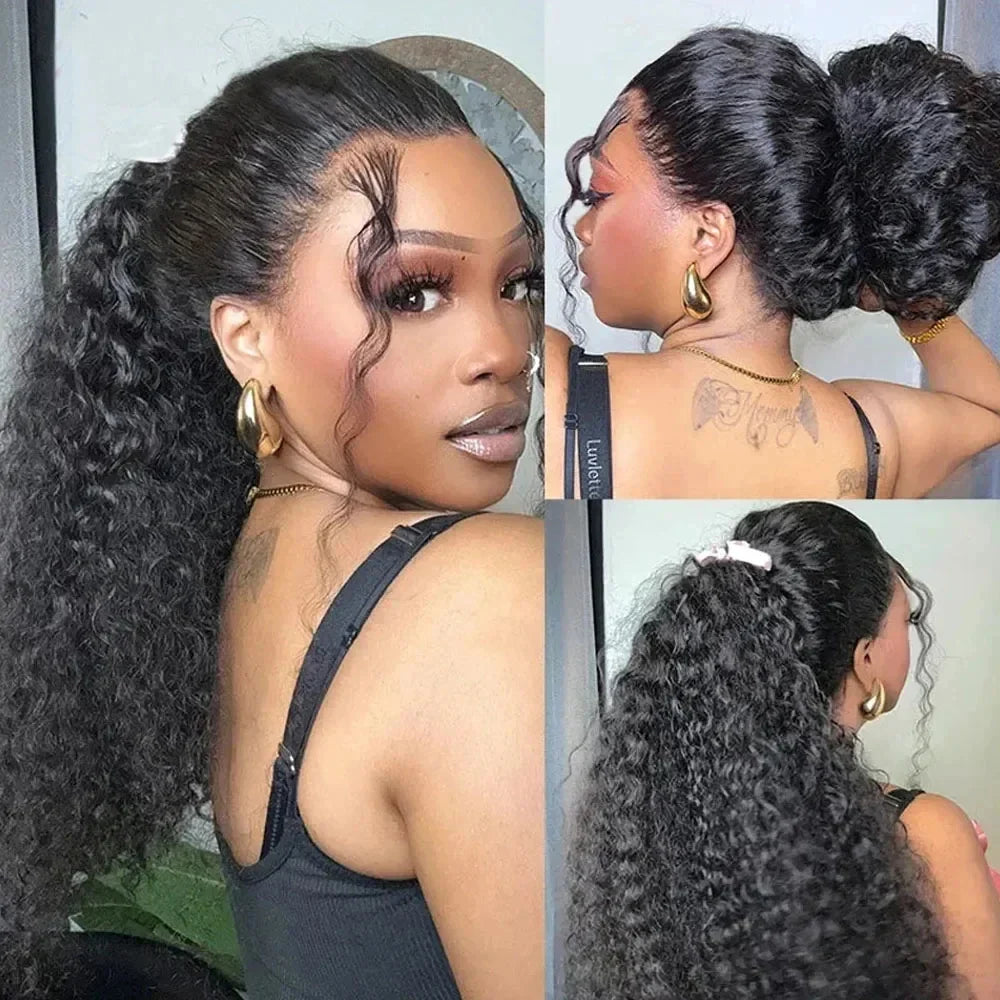 Invisi Strap 360 Lace Frontal Wig – Pre-Plucked Deep Curly Glueless Human Hair Wig, Pre-Cut Full Lace Wig
