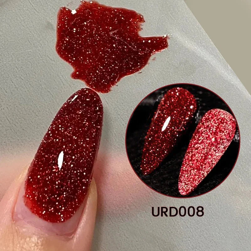 UR SUGAR Champagne Gold Silver Reflective Glitter Gel Nail Polish 15ml - Semi-Permanent Soak Off UV Manicure Art Varnish