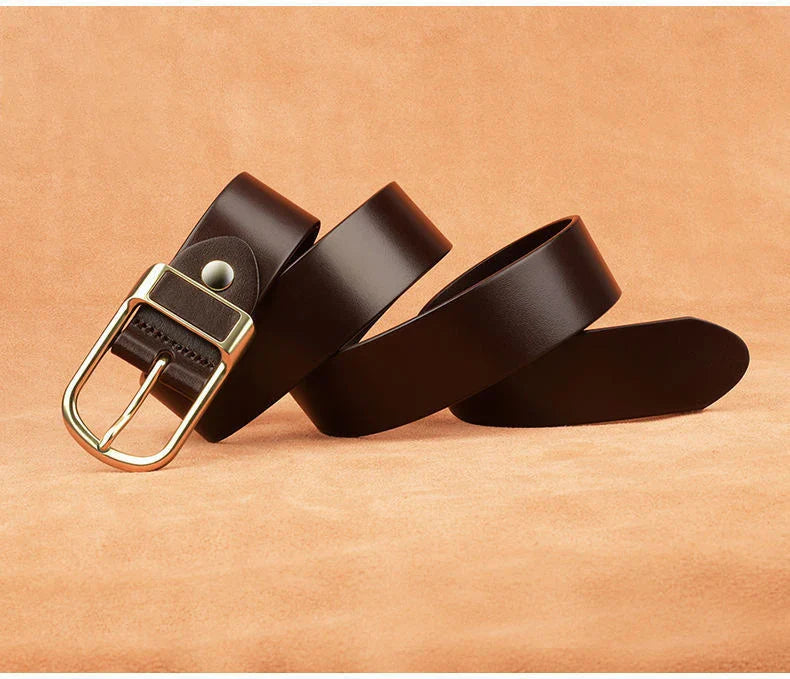 Genuine Leather Men's Belt – High-Quality Buckle, Cowskin Casual & Business Waistband, Fashion Designer 2022 New