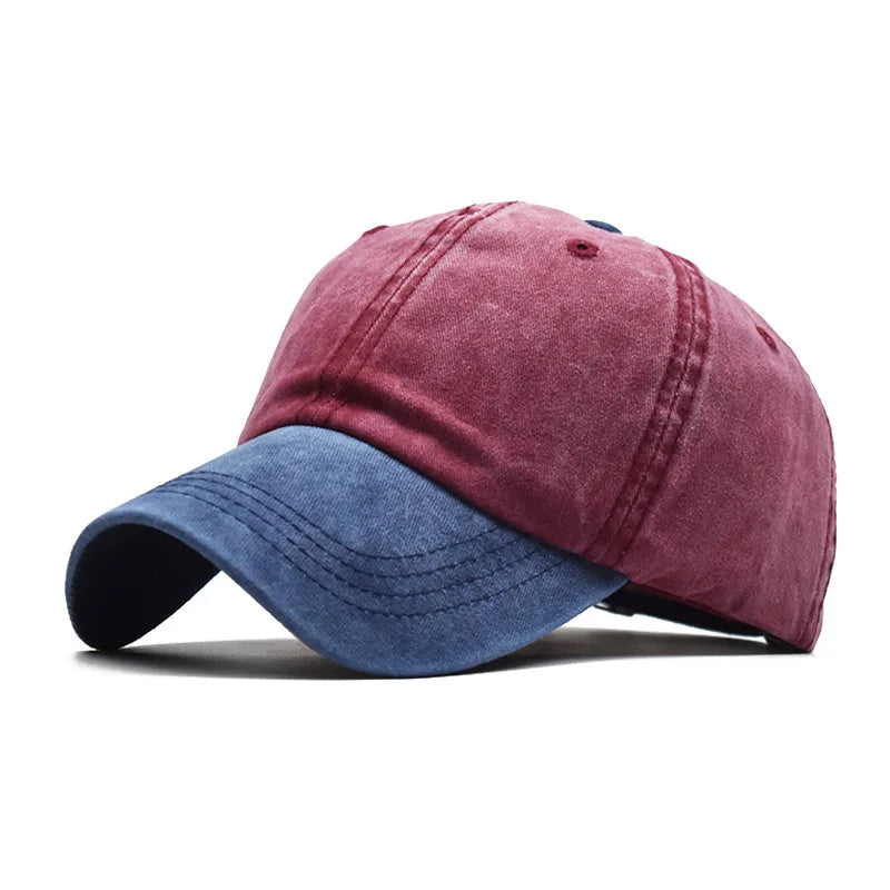 Baseball Snapback Cap – Pure Color Cowboy Hat, Water-Washed Hip Hop Fitted Cap for Men & Women, Spring & Autumn