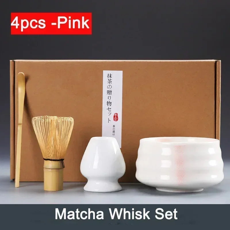 4/6Pcs Bamboo Matcha Tea Whisk Set – Scoop, Brush, Strainer & Bowl for Japanese Tea Ceremony