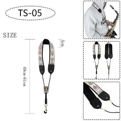 Saxophone Neck Strap - Adjustable Leather Universal Fit for Soprano, Alto, Tenor Sax with Secure Closed Hooks